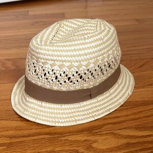 J. Crew Cream and Tan Patterned Straw Hat